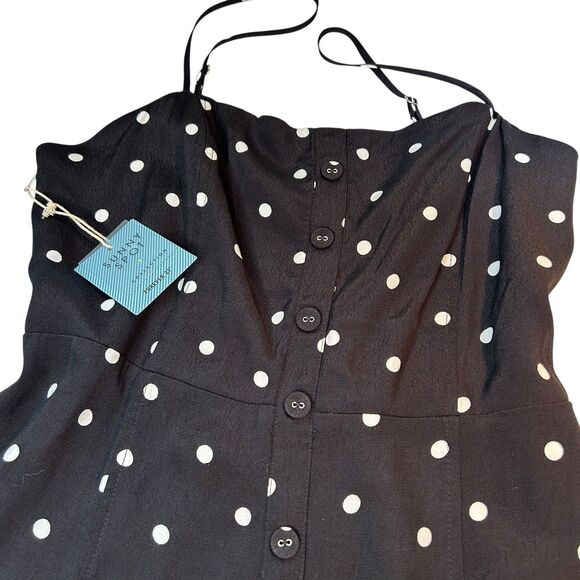 NEW Forever 21 Mini Dress Size Large Black and White Polka Dots Spaghetti Straps - Picture 3 of 9